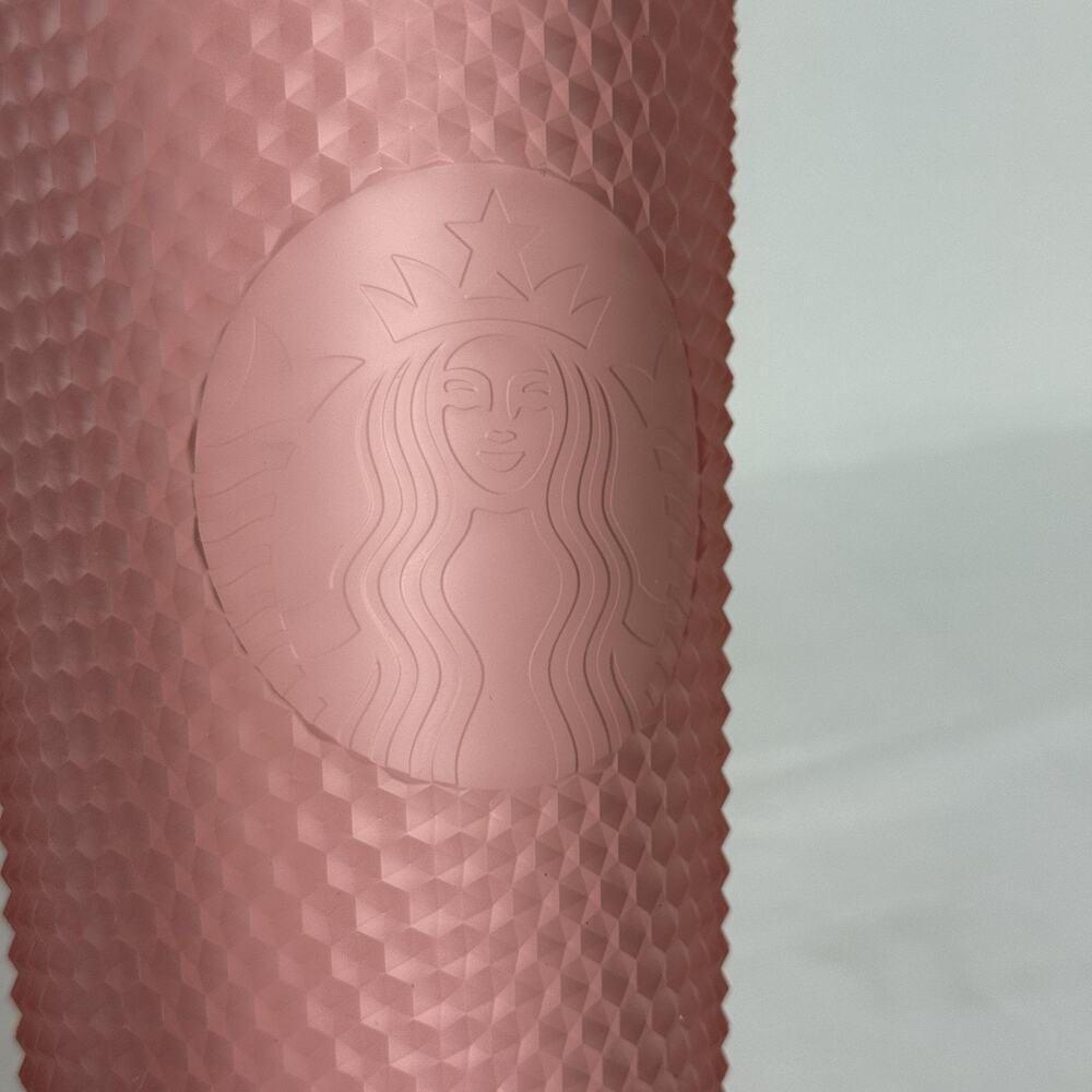 Starbucks Studded Cold Cup Tumbler 24 oz Matte Frosted Pink Lid No Straw Plastic